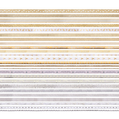 5 Sets 5 Styles Polyester Printed Satin Ribbon & Grosgrain Ribbons Sets OCOR-TA0001-40-1