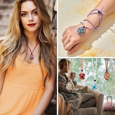 Braided Waxed Cotton Thread Cords Macrame Pouch Necklace Making AJEW-SW00019-1