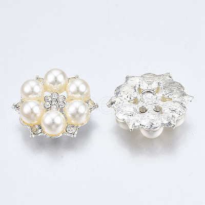 Alloy Rhinestone Shank Buttons PALLOY-T066-41S-RS-1