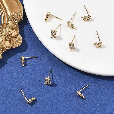 SHEGRACE Brass Micro Pave Cubic Zirconia Stud Earrings XGRQ4N541-707G-1