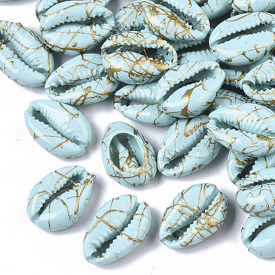 Spray Painted Natural Cowrie Shell Beads SSHEL-R047-03-A04-1