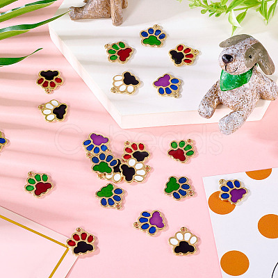 30Pcs 5 Colors Alloy Enamel Pendants FIND-TA0006-07-1