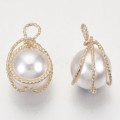 ABS Plastic Imitation Pearl Pendants KK-N235-020B-1