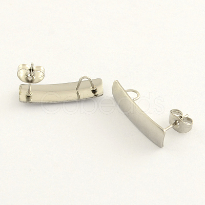 Non-Tarnish 304 Stainless Steel Rectangle Stud Earring Findings LS-STAS-R063-40-1