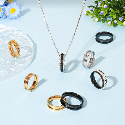 12Pcs 6 Size 201 Stainless Steel Grooved Finger Ring Settings RJEW-TA0001-05G-1