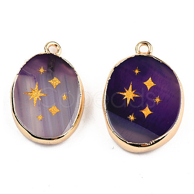 Natural Agate Pendants G-N326-155F-1