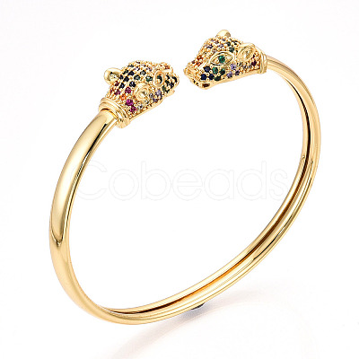 Brass Micro Pave Cubic Zirconia Cuff Bangles BJEW-T018-06G-NF-1