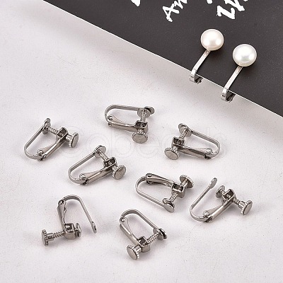 Tarnish Resistant 304 Stainless Steel Clip-on Earring Settings X-STAS-Q227-01-1