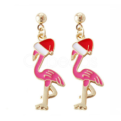 Christmas Theme Alloy Plastic Dangle Stud Earrings FS-WG6FBD6-20-1