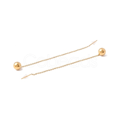 Long Chain with Round Ball Dangle Stud Earrings EJEW-A067-13G-1