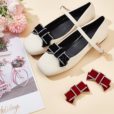 4Pcs 2 Colors Bowknot Velvet Shoe Decorations DIY-WR0004-09-1