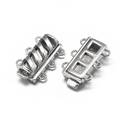 Anti-Tarnish Rhodium Plated 925 Sterling Silver Box Clasps STER-L057-017P-1