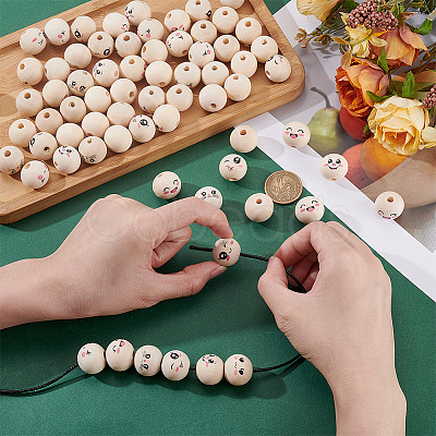70Pcs 7 Styles Schima Wood Beads WOOD-ME0001-16-1