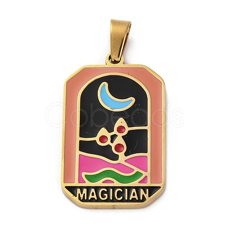Ion Plating(IP) 304 Stainless Steel Enamel Pendants STAS-Q003-01G-024-1