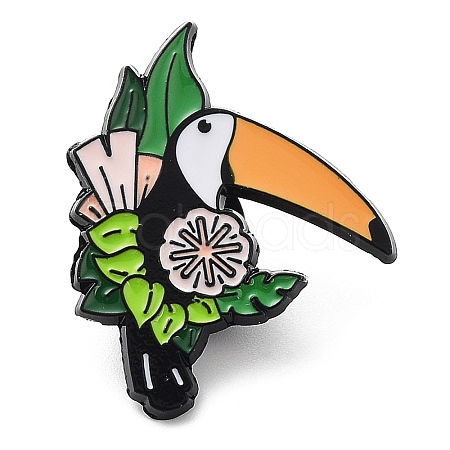 Parrot with Flower Enamel Pins JEWB-F021-03-1