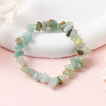 Unisex Chip Natural Flower Amazonite Beaded Stretch Bracelets BJEW-S143-26-1