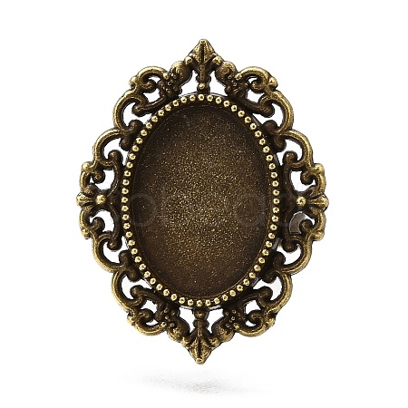 Vintage Adjustable Iron Finger Ring Components Alloy Cabochon Bezel Settings PALLOY-Q300-09AB-NR-1