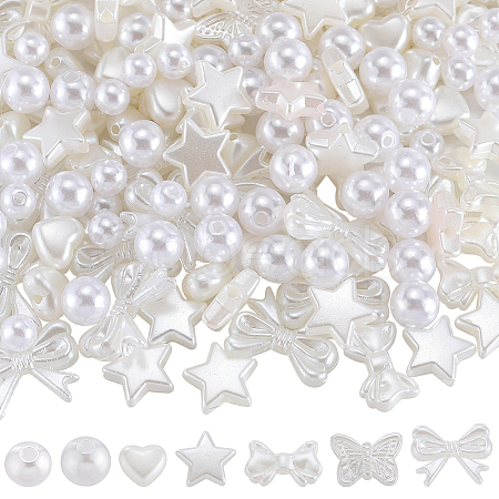 7 Styles ABS Plastic Imitation Pearl Beads KY-SC0002-17-1