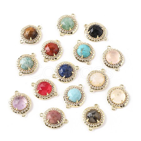 Natural & Synthetic Mixed Gemstone Faceted Connector Charms G-H323-03G-1