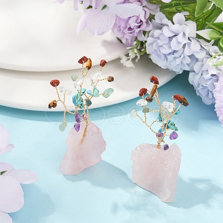 Natural Mixed Gemstone Chips Tree of Life Display Decorations AJEW-JD00015-03-1