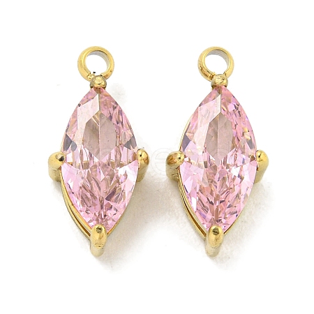 PVD Vacuum Plating 304 Stainless Steel Cubic Zirconia Pendants STAS-L278-006G-02-1