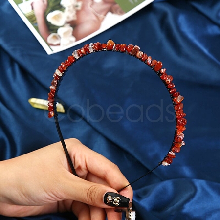 Natural Carnelian Hair Bands PW-WG3532A-13-1