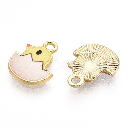 Printed Light Gold Tone Alloy Pendants ENAM-N056-204D-1