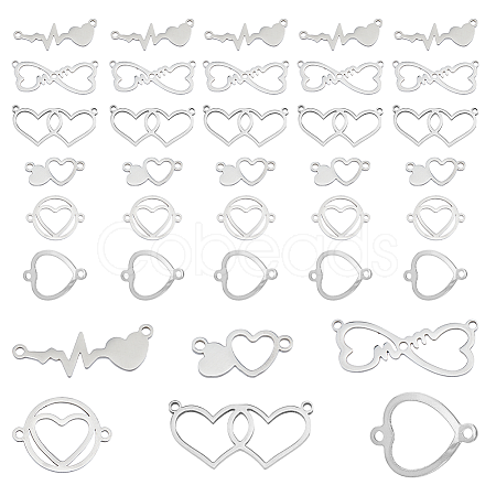36Pcs 6 Styles 201 Stainless Steel Connector Charms STAS-DC0014-56-1