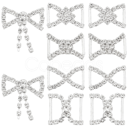 10Pcs 5 Styles Iron & Brass Brass Crystal Rhinestone Shoe Decoration FIND-HY0003-99-1