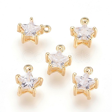 Brass Cubic Zirconia Charms X-KK-R015-108G-1