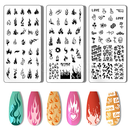 Stainless Steel DIY Nail Art Templates MRMJ-WH0092-009-1