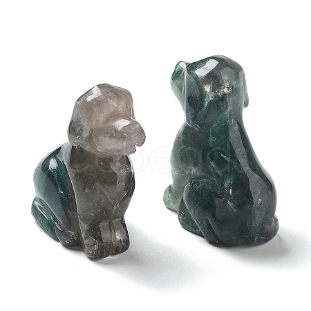 Natural Fluorite Carved Healing Dog Figurines DJEW-F025-01B-1