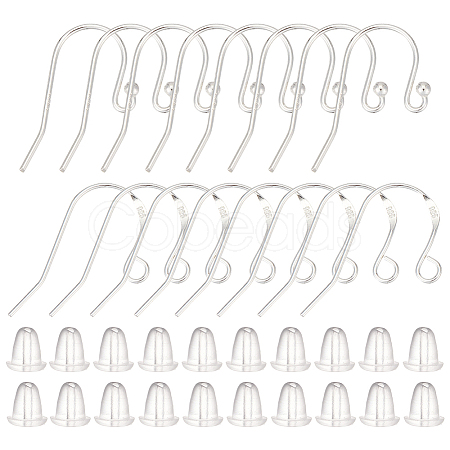 16Pcs 2 Styles 925 Sterling Silver Earring Hooks STER-ME0001-23-1