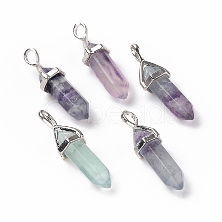 Natural Colorful Fluorite Pointed Pendants G-K329-68P-1
