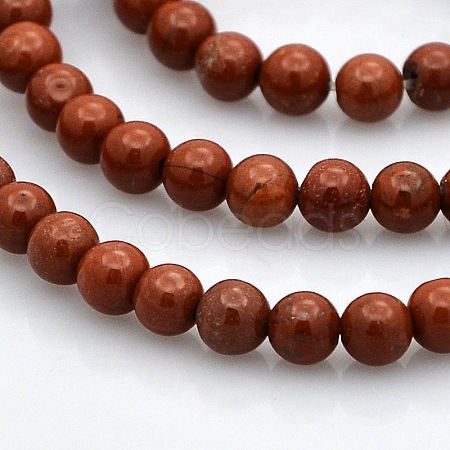 Round Natural Red Jasper Beads Strands G-N0120-28-4mm-1