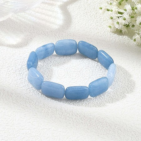 Dyed Natural Aquamarine Rectangle Beaded Stretch Bracelets for Women BJEW-JB14447-1