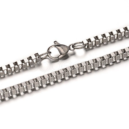 Tarnish Resistant 304 Stainless Steel Venice Chain Box Chain Necklaces NJEW-E049-03P-1