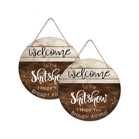 Wooden Hanging Plate HJEW-WH0027-002-1
