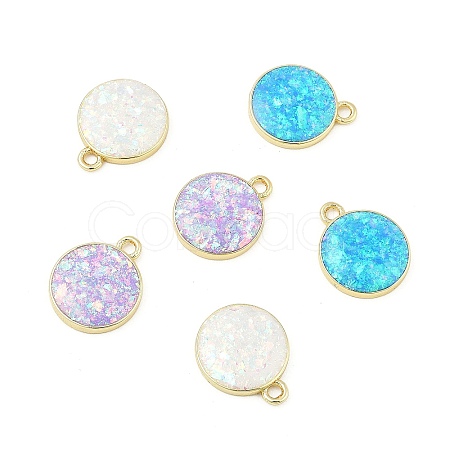 Rack Plating Brass Pendants with Synthetic Opal KK-Q020-08G-1