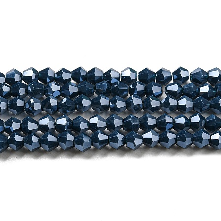 Opaque Solid Color Electroplate Glass Beads Strands GLAA-F029-P4mm-C09-1
