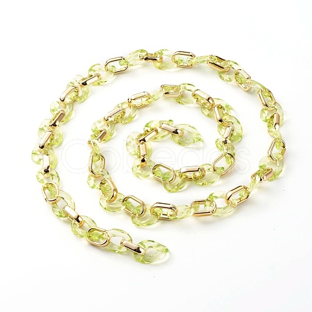 Handmade Opaque Spray Painted Acrylic & CCB Plastic Chain AJEW-JB01010-04-1