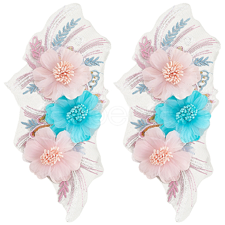 Polyester Embroidery Lace Cloth Patches AJEW-WH20070-077-1