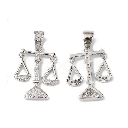 Rack Plating Brass Micro Pave Cubic Zirconia Pendants KK-F848-04P-1
