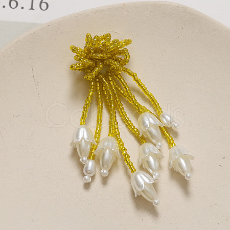 Handmade Glass Seed Beads Flower Tassel Stud Earrings FS-WG63232-05-1