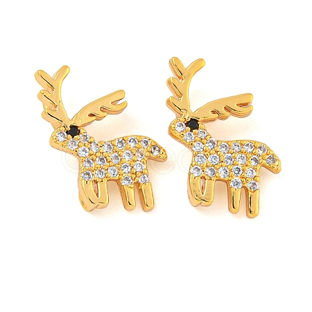 Christmas Theme Brass Clear Cubic Zirconia Pendants KK-N254-29G-1