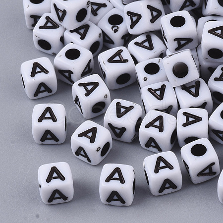 White Opaque Acrylic Beads MACR-R869-02A-1