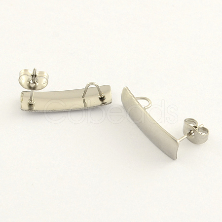 Non-Tarnish 304 Stainless Steel Rectangle Stud Earring Findings LS-STAS-R063-40-1