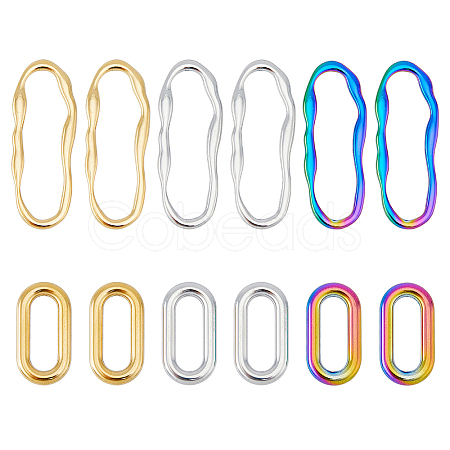 12Pcs 6 Style 304 Stainless Steel Linking Rings STAS-FH0001-95-1