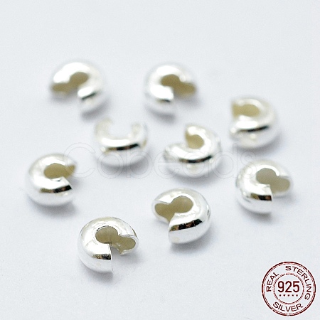 925 Sterling Silver Crimp Beads Cover X-STER-G027-27S-4mm-1