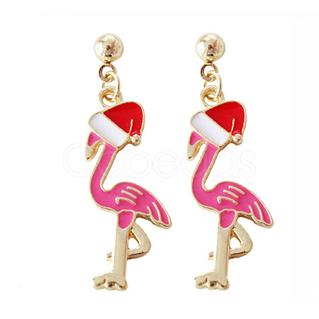 Christmas Theme Alloy Plastic Dangle Stud Earrings FS-WG6FBD6-20-1